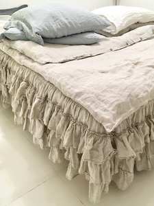 Vente en gros de jupe de lit en lin à trois volants en Twin CalKing Queen Full King Double Sizes pour hôtels - Product Image 5