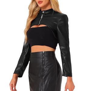 Nouvelle conception, logo personnalisé, veste en cuir à col rabattu, service OEM, veste en cuir courte pour femme, veste pour homme 2026 - Product Image 3