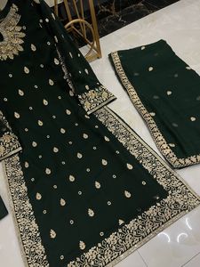 Colección Ssumaira Pakistani Anarkali Outfit Nuevo vestido de mujer de gasa pura Hermoso bordado hecho a mano Dupatta de 4 lados - Product Image 2