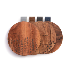 Natural <b>Wood</b> Round Coasters <b>Placemats</b> Minimalist Indian Decorative Tabletop Personalized Display for Guests for Restaurants - Product Image 3