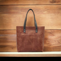 Bolso de Hombro Tipo Tote de Cuero Genuino Color Bronceado, Hecho a Mano, Estilo Vintage, Minimalista, Deportivo, con Cierre y Logotipo Personalizado