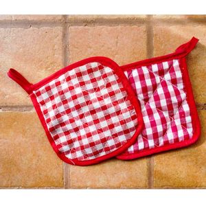 Porte-pot Red Check Design Meilleur porte-pot Exportateur en Inde Porte-pot en coton de qualité supérieure pour four - Product Image 2