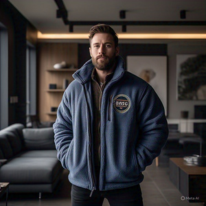 เสื้อแจ็คเก็ตขนแกะเชอร์ปาซิปแบบหนาสำหรับผู้ชายเสื้อแจ็คเก็ตขนแกะสไตล์ใหม่ออกแบบโลโก้ได้ตามต้องการ - Product Image 6