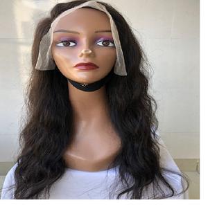 Export Peruvian Machine Double Weft Natural <b>Black</b> 20" Frontal Transparent <b>Lace</b> Natural Wavy 13x4 Wholesale Virgin Human Hair Wig - Product Image 1