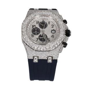 Montre-bracelet de luxe pour homme, style Hip Hop, avec testeur de diamants intégré, moissanite personnalisée, automatique, clarté VVS et bracelet en caoutchouc bleu, tendance - Product Image 3
