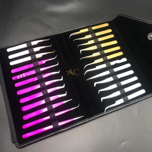 Vente en gros de pinces professionnelles solides en acier inoxydable pour extension de cils, couleur personnalisée, poignée pointue en diamant, durable et personnalisée - Product Image 1
