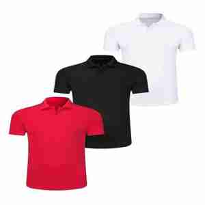 เสื้อยืดโปโลผ้าฝ้าย100% ระบายอากาศได้ดีแห้งเร็วป้องกันการพันสำลีสำหรับผู้ชายลายสีทึบแขนสั้นปกติ - Product Image 1