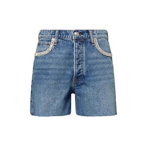 Pantalones cortos de mezclilla para mujer, pantalones cortos informales personalizados, pantalones vaqueros desgastados, pantalones cortos de cintura media para novio, aspecto de verano a la moda, calidad Premium - Product Image 1