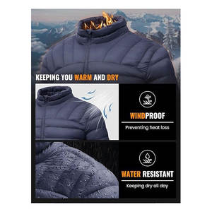 Chaqueta de invierno acolchada con aislamiento empacable ligera para hombre, abrigo hinchado alternativo de plumón resistente al agua de alta calidad - Product Image 4