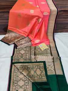 Saris en soie brocart sur mesure en couleur pourpre corps & or imprimé et aussi dans des motifs idéal pour la revente par les magasins de tissus - Product Image 6