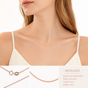 Collier chaîne <span class=keywords><strong>Chopin</strong></span> facetté en argent sterling 925 plaqué or rose 0,2 mm 45 cm 1,19 g avec fermoir à ressort - Product Image 5