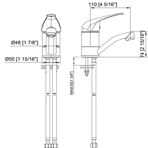 Robinet mitigeur d'évier à <span class=keywords><strong>bec</strong></span> court pivotant à 360 degrés en laiton chromé chromé - Product Image 2
