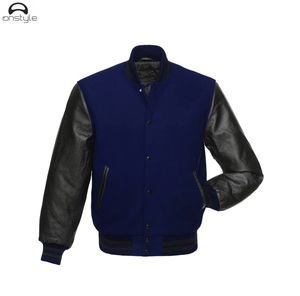 ONSTYLE SPORTS Custom Embroidered Logo Genuine Leather Baseball Bomber Varsity Jacket Men Winter Stand Waterproof Breathable - Product Image 1