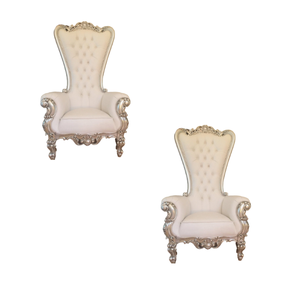 Meubles élégants de haute qualité, couleur or et argent, dossier haut de gamme pour marié, chaise en bois massif pour trône d'hôtel, vente en gros d'Indonésie - Product Image 4