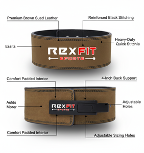 RexFit Sports Pure Leather <b>Powerlifting</b> <b>Belt</b> Cowhide Weightlifting Lever Buckle Training <b>Belt</b> Leather Weightlifting Power <b>Belt</b> - Product Image 4