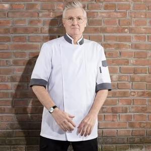 Venta caliente contraste de color de manga corta Chef uniforme Hotel uniforme restaurante bar uniforme Unisex Chef abrigo - Product Image 1