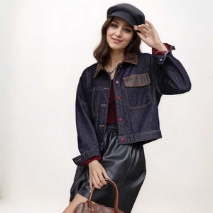 Veste en jean personnalisée OEM pour femmes Veste en jean à revers de haute qualité Veste en jean épaissi à la mode avec sortie d'usine - Product Image 2