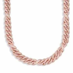 Chaîne cubaine unisexe en argent sterling plaqué or, avec diamants de laboratoire VVS taille brillant rond, style Hip Hop - Product Image 1