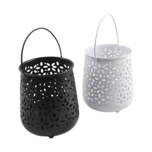 Classic Candle Votive <b>Hanging</b> Design White and Black Combination Painted Design Finishing Designer <b>Hanging</b> <b>Tealight</b> <b>Holder</b> - Product Image 1