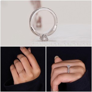 Bague de fiançailles et de mariage en or blanc 14 carats avec diamant certifié IGI, diamant créé en laboratoire VVS2 1,00 carat au centre, diamants latéraux 0,55 carat, plaqué rhodium - Product Image 5