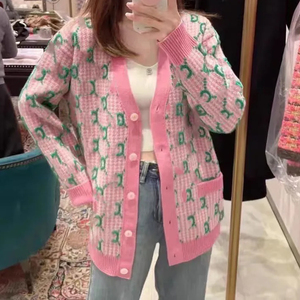 เสื้อสเวตเตอร์ไหมพรมสำหรับผู้หญิง ลายเรขาคณิต สไตล์ลำลอง สตรีทแวร์ โลโก้ด้านหน้าปรับแต่งได้ คุณภาพสูง เสื้อกันหนาวสำหรับฤดูใบไม้ร่วง - Product Image 4