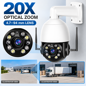 กล้องวงจรปิด 5MP 4G WiFi PTZ ซูมออปติคอล 20 เท่า ระบบติดตามอัตโนมัติด้วย AI ไฟคู่ สำหรับภายนอกอาคาร มาตรฐาน IP66 - Product Image 1