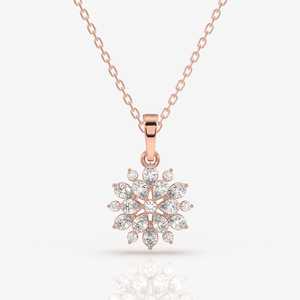 Collar con colgante de diseño de copo de nieve de Plata de Ley 925 de alta calidad, joyería de moda con tachuelas de diamantes de moissanita de corte redondo - Product Image 1