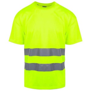 Camiseta Reflectante de Alta Visibilidad para Hombre, Ropa de Trabajo de Poliéster, Amarillo Verde, Cuello Redondo - Product Image 5
