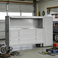 Coffre à outils de 72 pouces avec 15 tiroirs, en acier enduit de poudre durable, avec armoire supérieure et armoire latérale