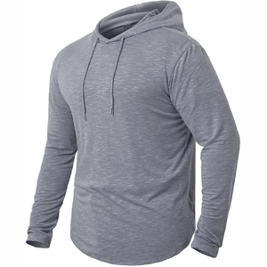 Sudadera con capucha gris para hombre, jersey gris jaspeado, sudadera informal, sudadera con capucha de Pakistán con dobladillo curvo, sudadera deportiva gris, ropa de calle minimalista - Product Image 3
