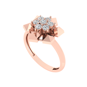 Anillo Floral de Plata de Ley 925 con Certificado BIS, Chapado en Oro con Rodio, Incrustaciones de Circonita Cúbica Rosa, Opciones de Múltiples Tamaños - Product Image 2