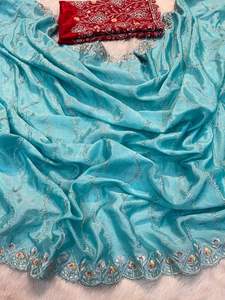 Indien élégant Bollywood Designer Chinon soie Saree dernière exclusive fantaisie Blouse pour ethnique à la mode fête femmes filles porter - Product Image 2