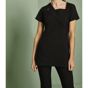 Uniforme de Trabajo Personalizado para Salón de Belleza y Spa, Blusa de Manga Corta con Diseño de Orquídea para Esteticistas y Masajistas - Product Image 2