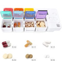 Pilulier 7 jours avec distributeur, organisateur, rappel et alarme, boîte de rangement portable pour médicaments et vitamines