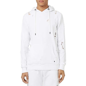 Vente chaude en détresse pour hommes 100% coton matériel Streetwear Style respirant Logo personnalisé sweats à capuche pour hommes - Product Image 6