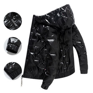 Veste d'extérieur d'hiver pour homme Bomber légère en nylon à fermeture éclair Streetwear matelassé noir avec cordon de serrage Fabricant direct - Product Image 4