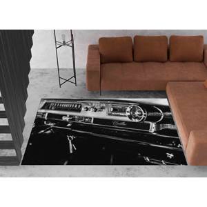 Tapis imprimé Cadillac classique : grand, noir et blanc, chambre de garçon, garage, tapis doux non tissé - Product Image 4