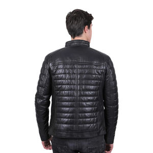 Chaqueta Bomber de cuero para hombre con forro acolchado de cuero genuino con cierre de cremallera completa Chaqueta de hombre para invierno - Product Image 2