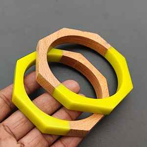 Bracelets en résine plaqués platine pour femmes fiançailles mode fête bracelets en bois et résine de style ethnique - Product Image 2