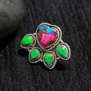 925 <b>Sterling</b> <b>Silver</b> Handmade Fine <b>Adjustable</b> <b>Ring</b> One-of-a-Kind Turquoise Gemstone December Birthstone Trendy Women Party - Product Image 2