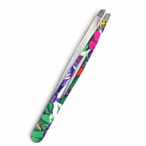 Pinzas Profesionales para Cejas de Acero Inoxidable con Diseño Floral, Punta Inclinada, Precisión, Calidad Premium, Herramienta Cosmética - Product Image 1
