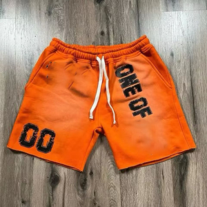 Verano personalizado bordado parche Logo alta calidad Vintage fabricante 100% algodón sudor hombres ácido lavado pantalones cortos - Product Image 6