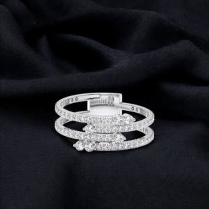 0.45 Carat E-F/VVS-VS <b>Moissanite</b> Round Cut Diamond Multi-Row Diamond Band <b>Ring</b> Made in 10K,14K,18K Solid Gold - Product Image 4