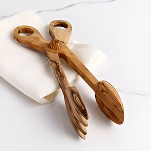 Handcrafted Modern Luxury Standard Size Wooden Matte Finished Salad <b>Tongs</b> Set Handle Marble Stone for <b>Kitchen</b> Utensils Flatware - Product Image 4