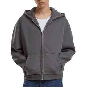 Sweats à capuche personnalisés pour hommes, fermeture éclair intégrale, respirants, en molleton French Terry 400GSM, épaules tombantes, grande taille, sweats à capuche vintage unisexes - Product Image 4