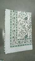 Nappe en coton indien à motifs floraux imprimés à la main, brume verte, élégante décoration de table pour mariage et fêtes