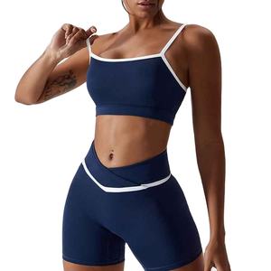 Conjunto Deportivo de 2 Piezas sin Costuras de Cintura Media para Gimnasio, Correr, Yoga, Ropa Deportiva, Sujetador Deportivo, Top Corto, Pantalones Cortos, Conjuntos de Entrenamiento, Conjunto de Yoga - Product Image 1