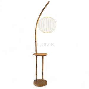 Wholesale Standing <b>Lamp</b>, Modern Floor <b>Lamp</b> with Sculptural Shade and Bamboo Stand, Decorative <b>Lamp</b> - Product Image 1