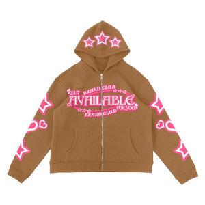 Streetwear poids lourd de luxe graphique de logo personnalisé 100% coton vêtements pour hommes sweats à capuche thermiques - Product Image 5