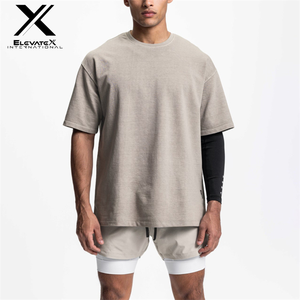 T-shirts personnalisés pour hommes de haute qualité, coupe classique, col rond, toile épaisse, délavée à l'acide, décontractée, grandes tailles, séchage rapide et respirant - Product Image 1